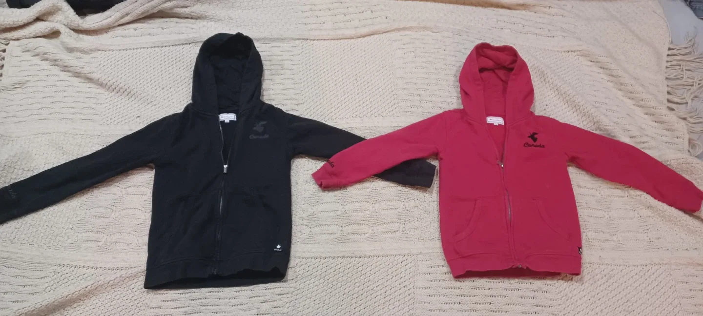 Kids' Black & Red Canadian Zip-up hoodies. thumbnail