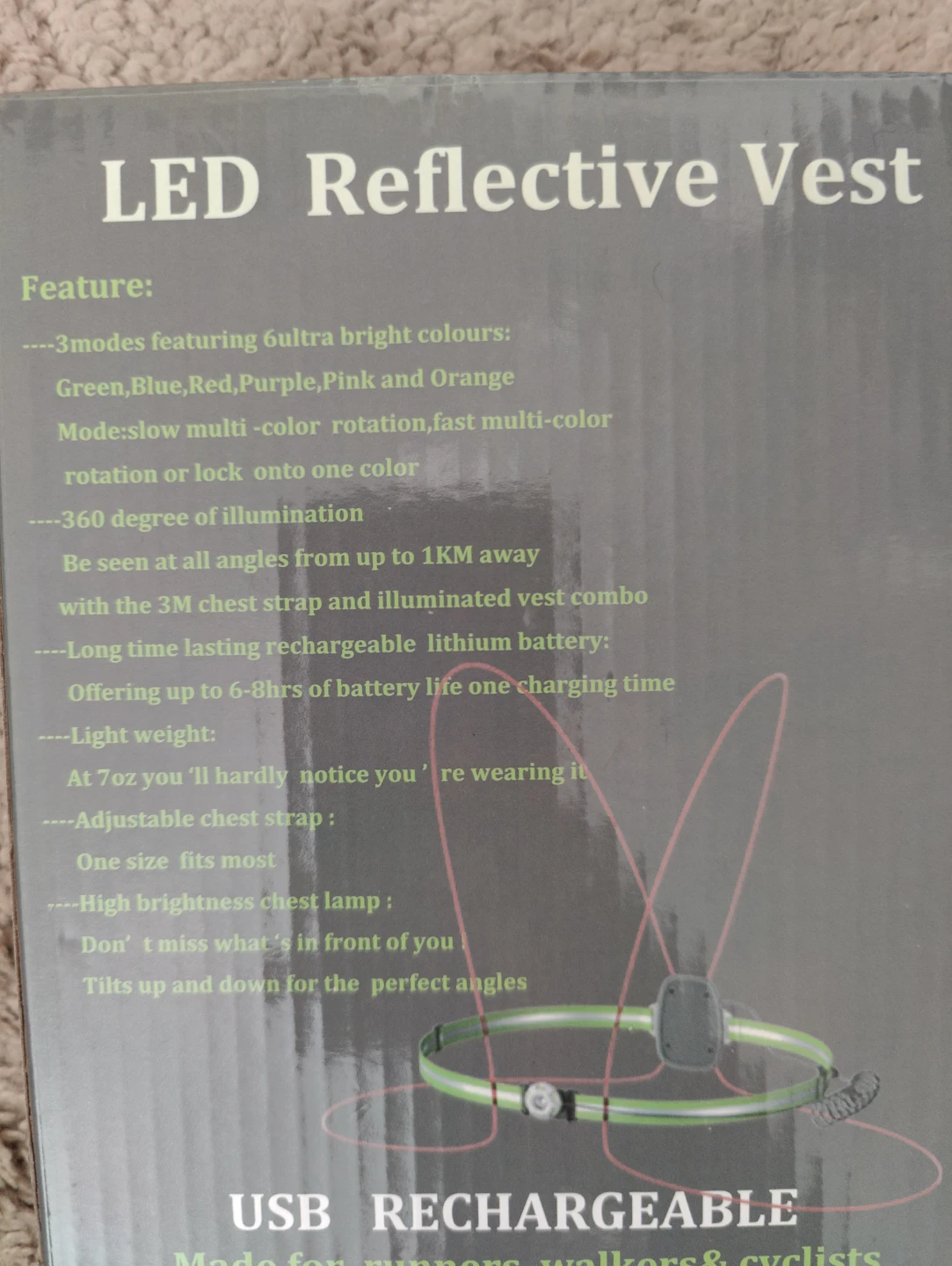 LED Reflective Vest USB Rechargeable 🥕 - photo 2