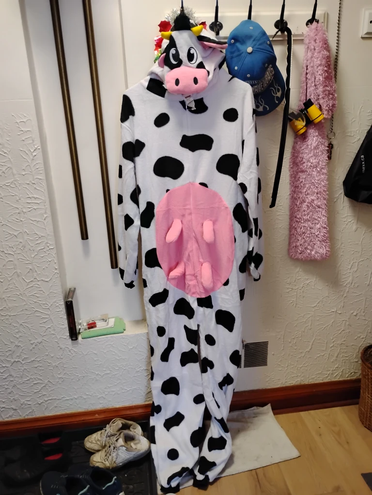 Spooktacular Creations Cow Adult Hooded Jumpsuit - Size M