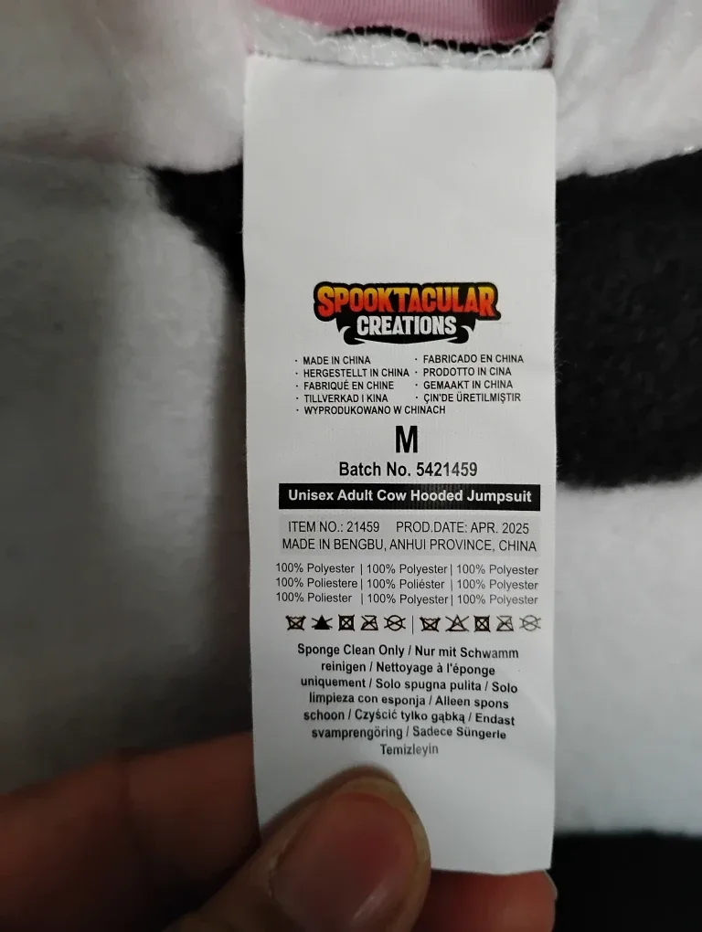 Spooktacular Creations Cow Adult Hooded Jumpsuit - Size M image indicator(4)