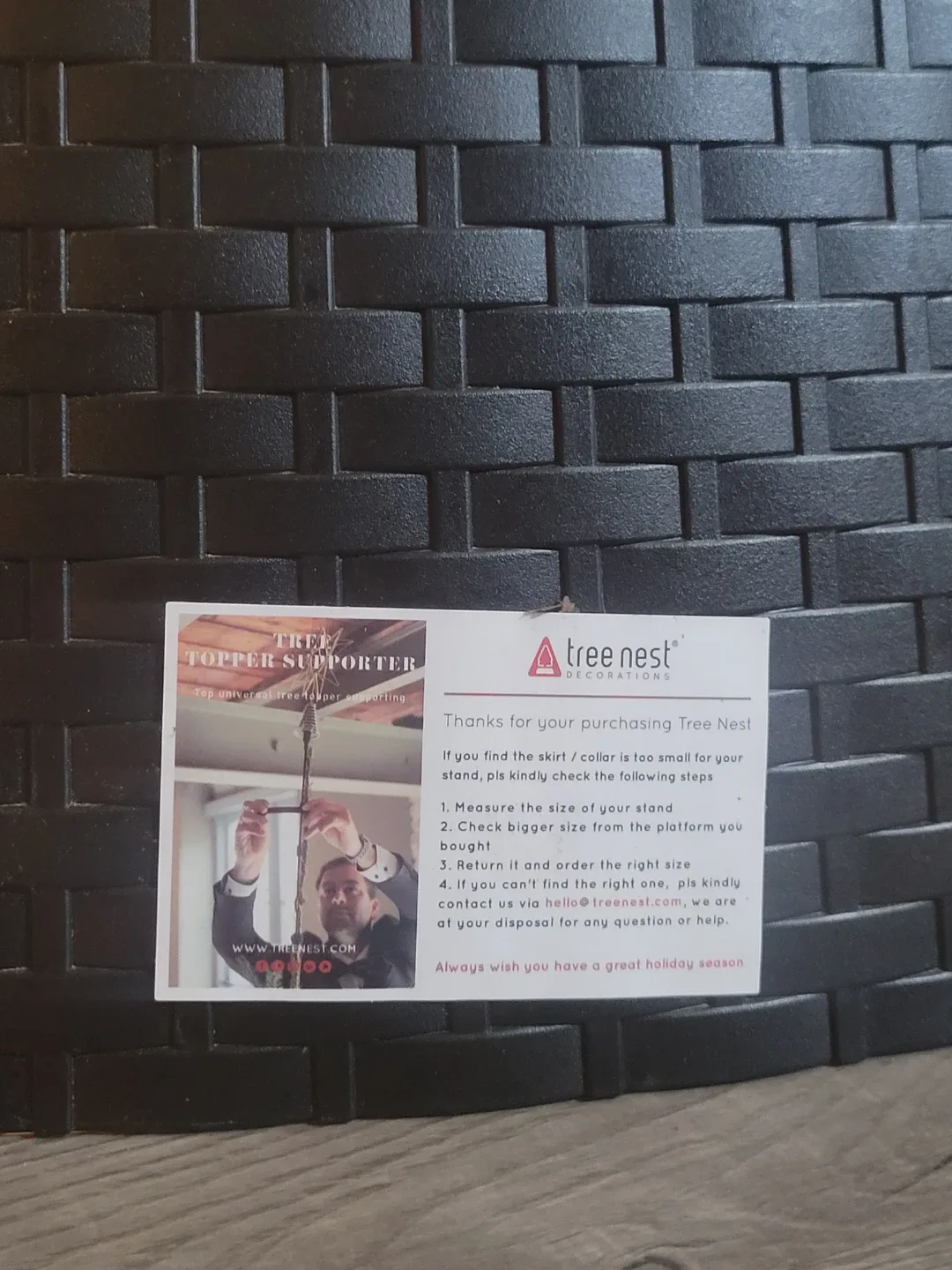 Magnetic Black Basketweave Tree Nest Skirt. Christmas Decor image indicator(4)