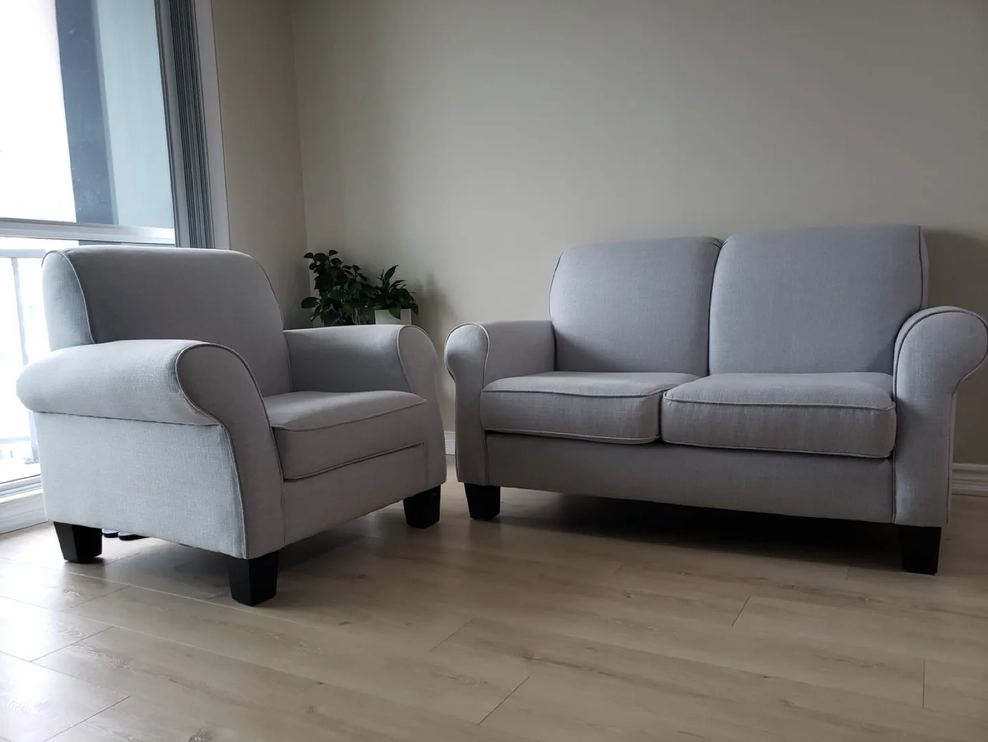 Loveseat and Armchair Set - Light Grey