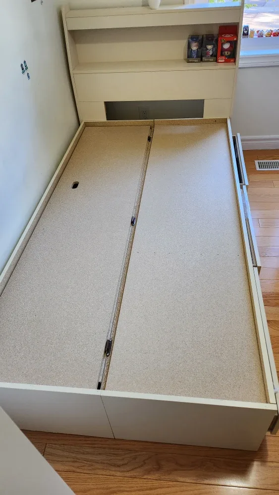 White Single Bed Frame with Storage image indicator(5)