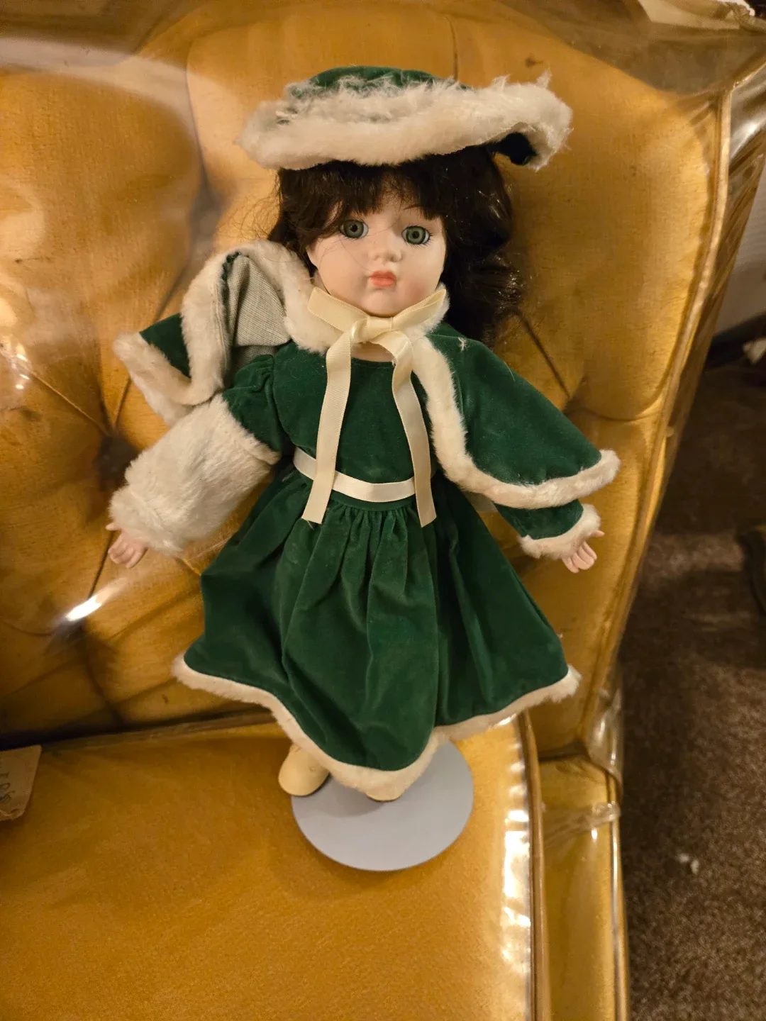 Porcelain Doll in Green Dress