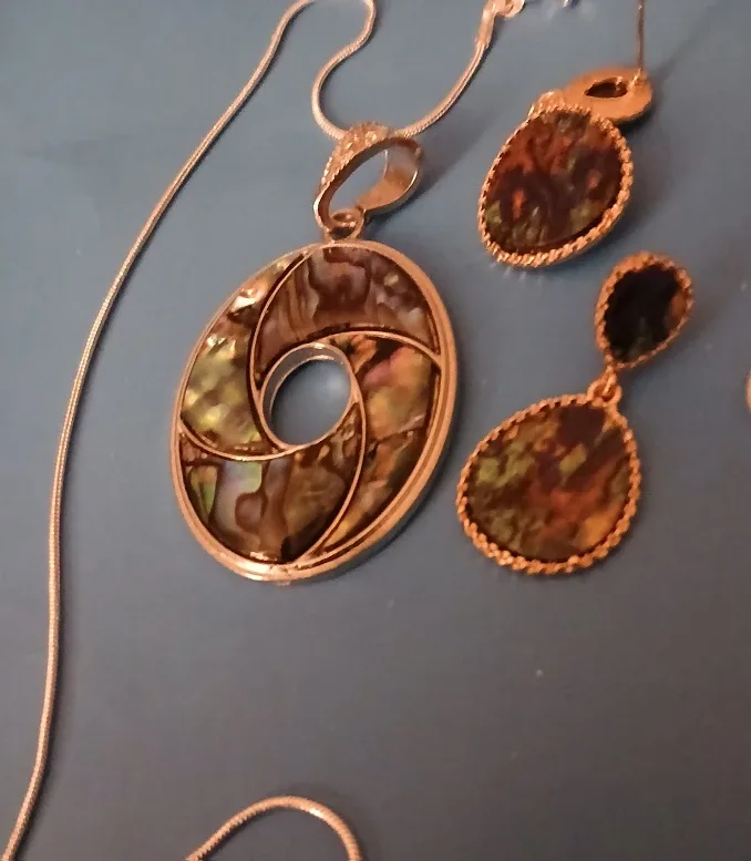 Abalone Pendant Necklace & Earrings Set