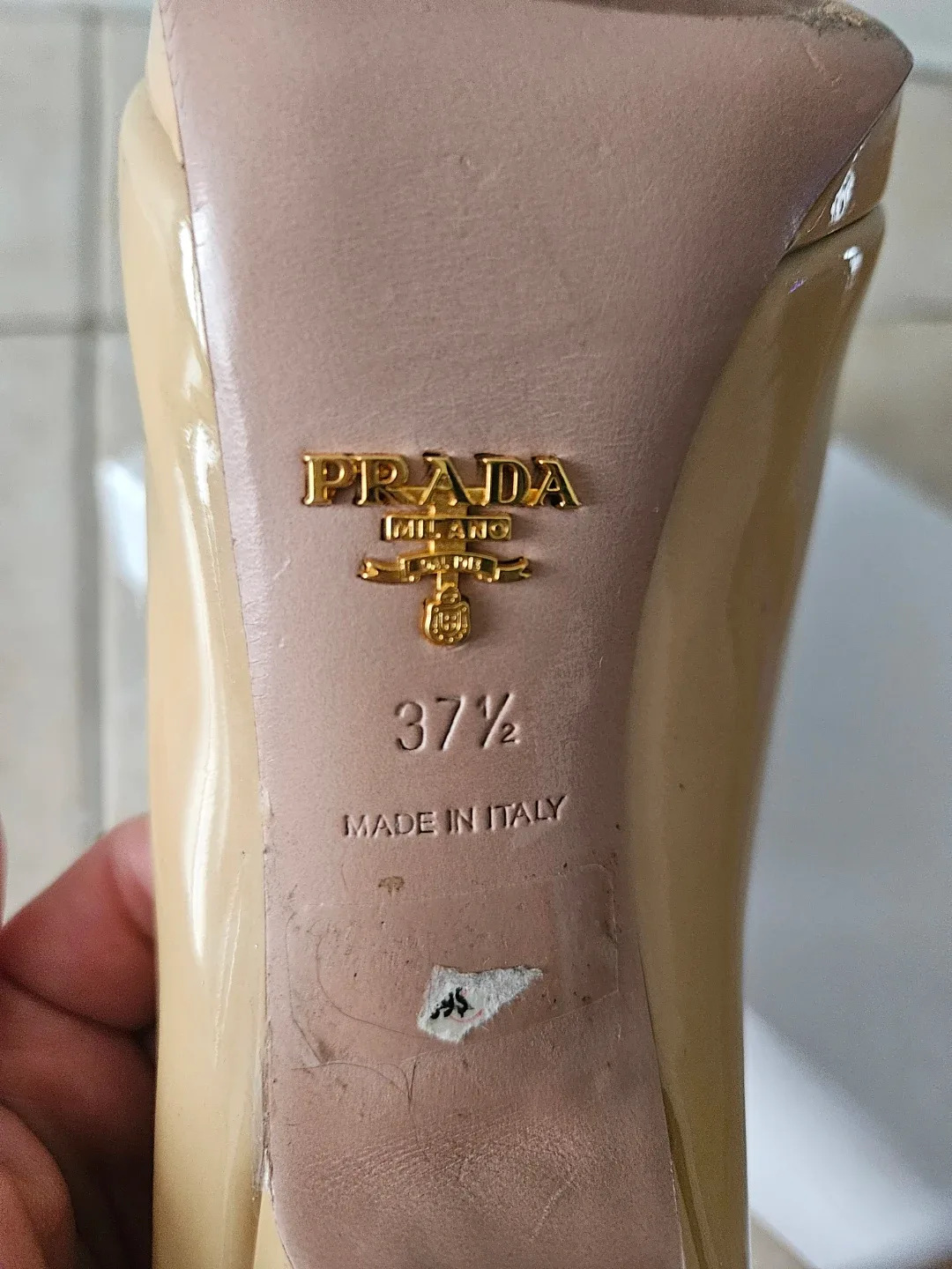 Prada Beige Patent Leather Heels - Size 37.5 image indicator(6)