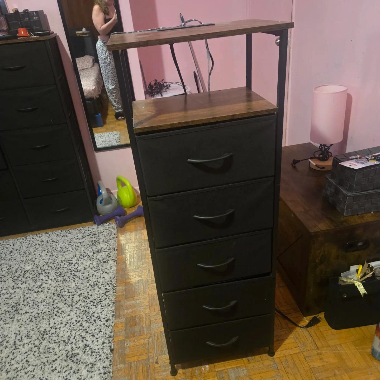 Fabric Dresser with Shelf and outlets thumbnail