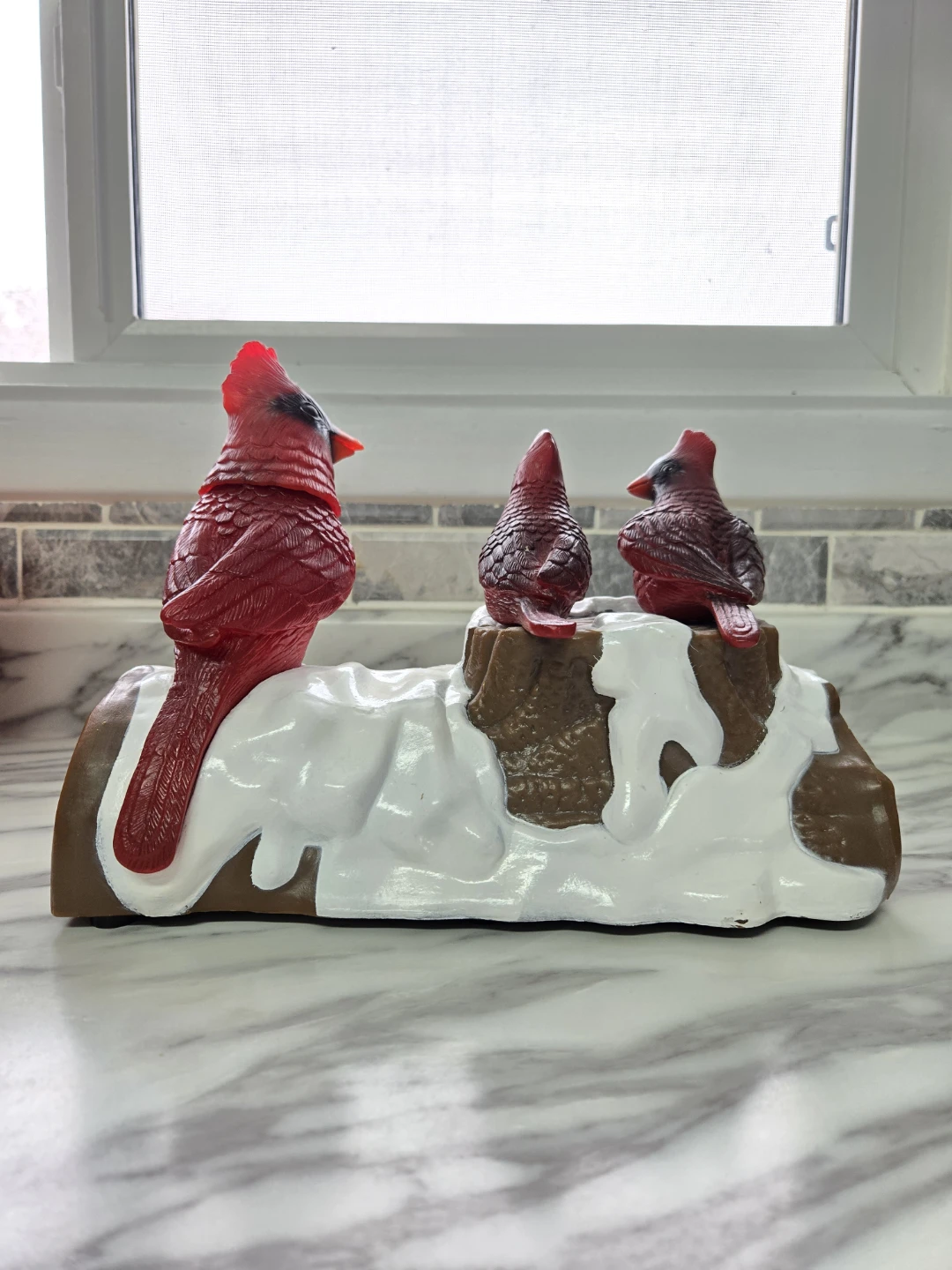 Gemmy Cardinal Birds on Log Decoration Animated - photo 3