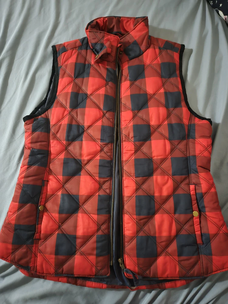 Kensie Jeans Red & Black Buffalo Plaid Vest - Size L