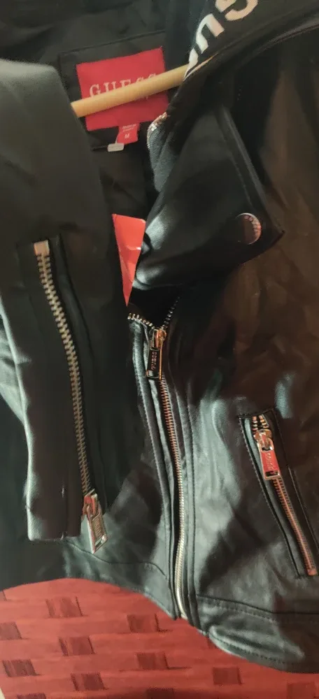 Guess Black Faux Leather Jacket - Size M image indicator(3)