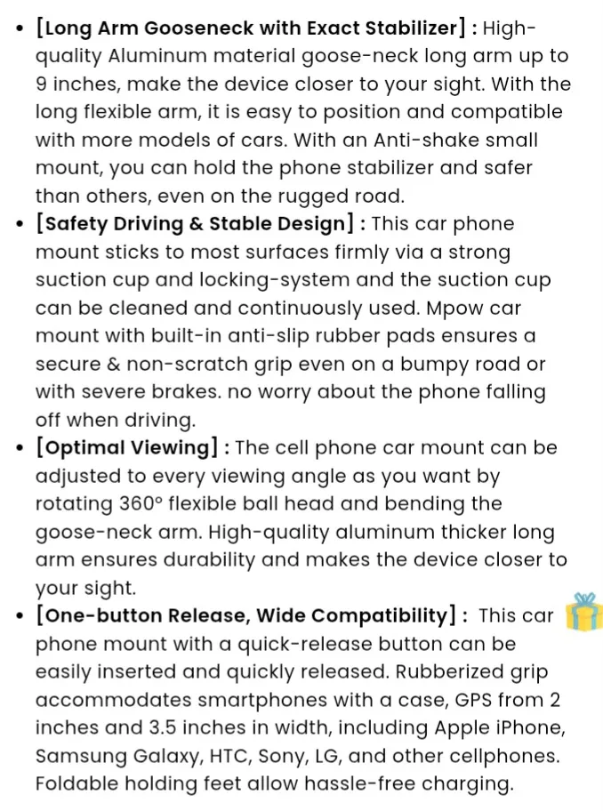 NEW!  Mpow 033CB Car Phone Holder image indicator(8)