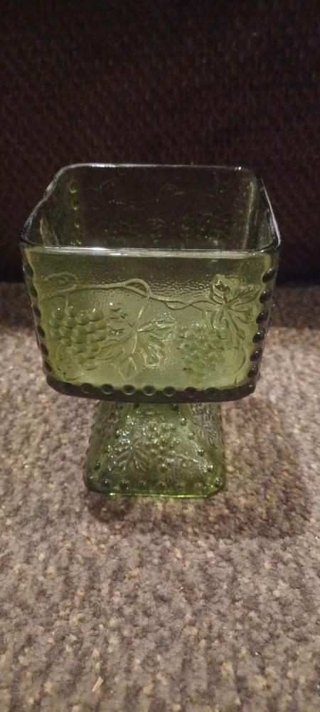 Green Glass Compote Dish