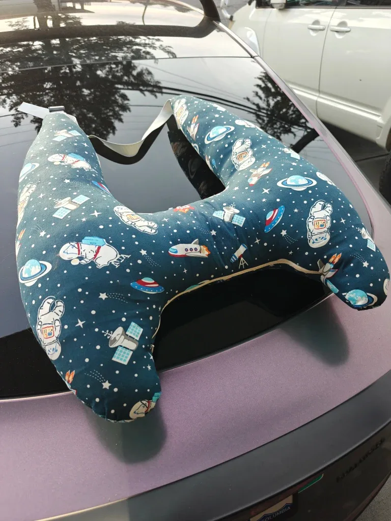 Navy Blue Travel Pillow for children with Space Pattern