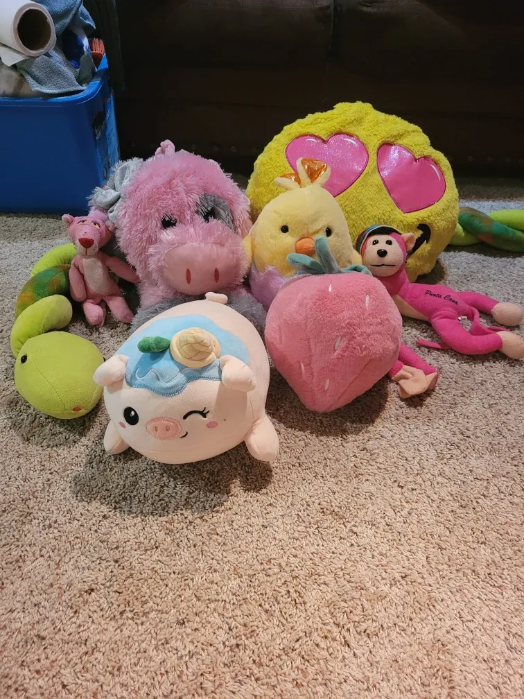 Assorted Plush Toys - Strawberry, Pig, Chick, Monkey, ect;