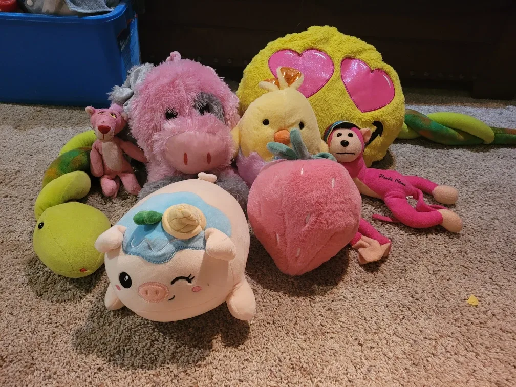 Assorted Plush Toys - Strawberry, Pig, Chick, Monkey, ect; image indicator(2)
