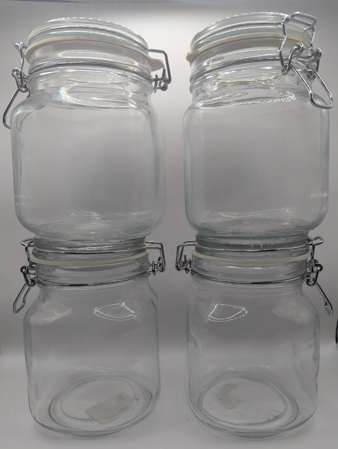 Set of 4 Glass Food Storage Jars – Approx. 30 oz Each