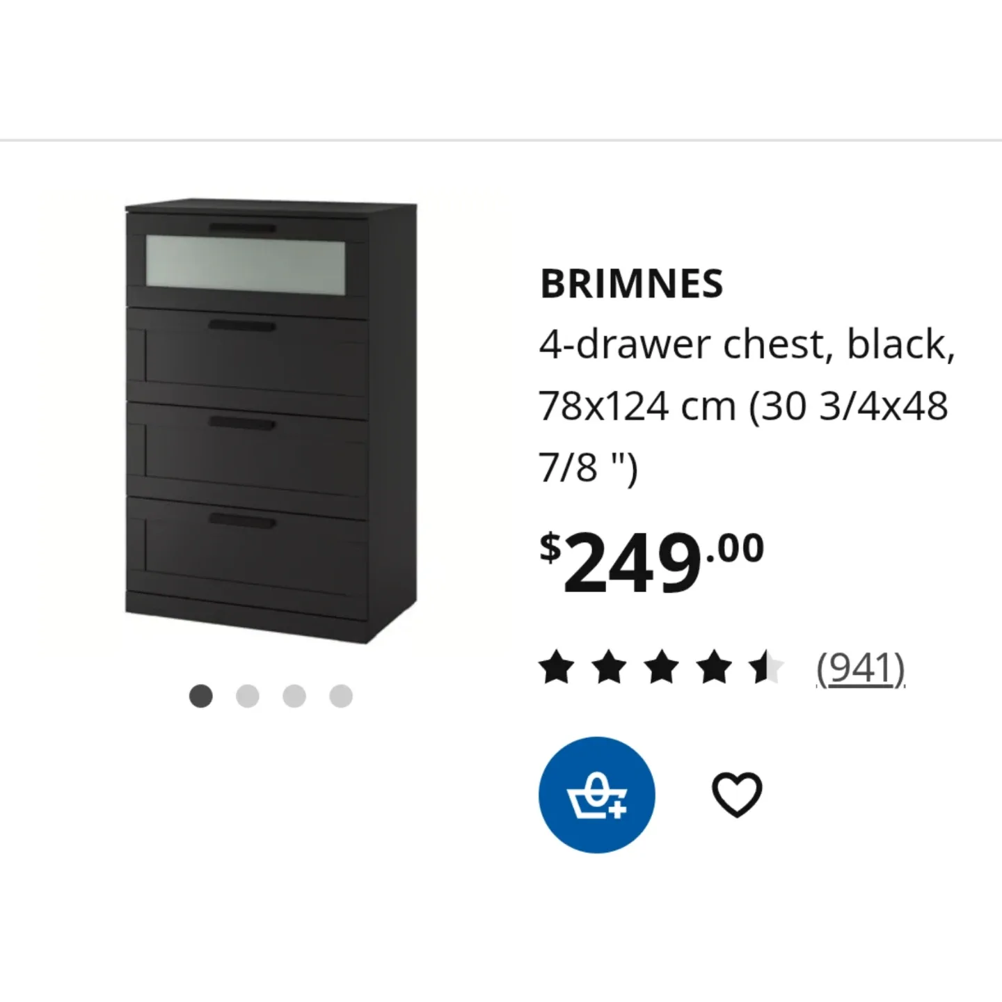 IKEA Brimnes Black 4-Drawer Chest image indicator(4)
