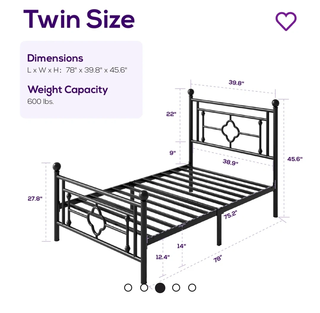 Black Metal Twin Bed Frame - photo 3
