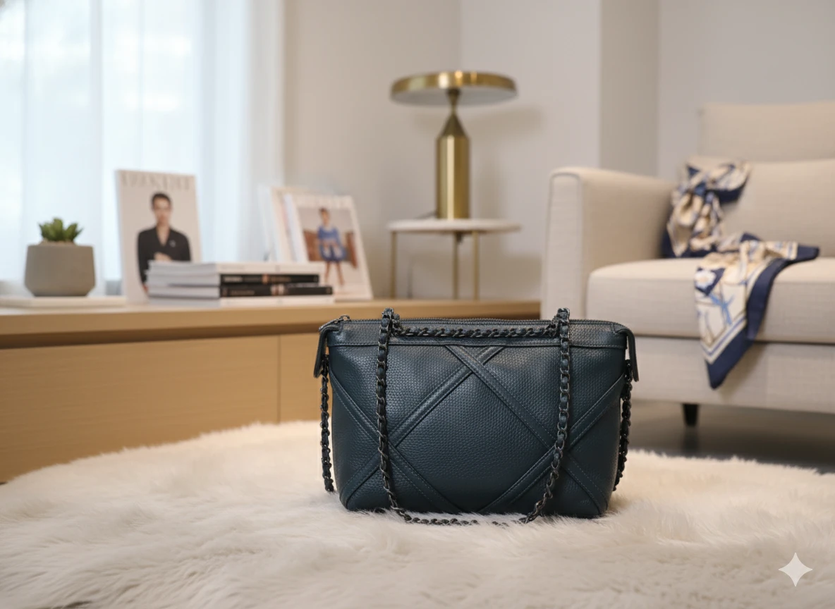 blue Leather Crossbody Bag