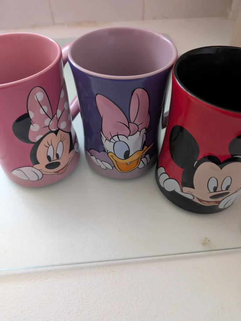 Disney Mickey, Minnie, Daisy Mugs - Set of 3