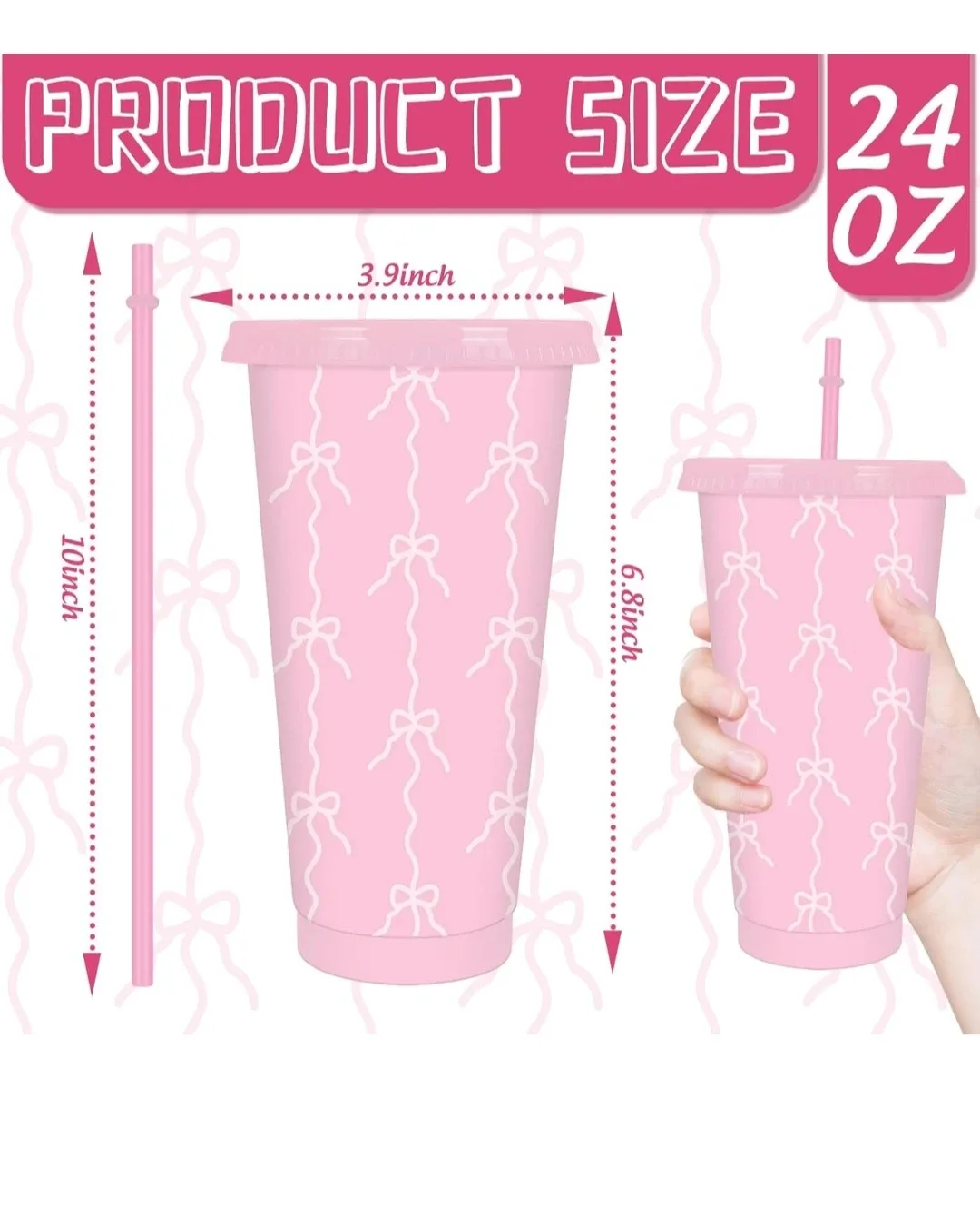 12 Pink Bow Cups image indicator(4)