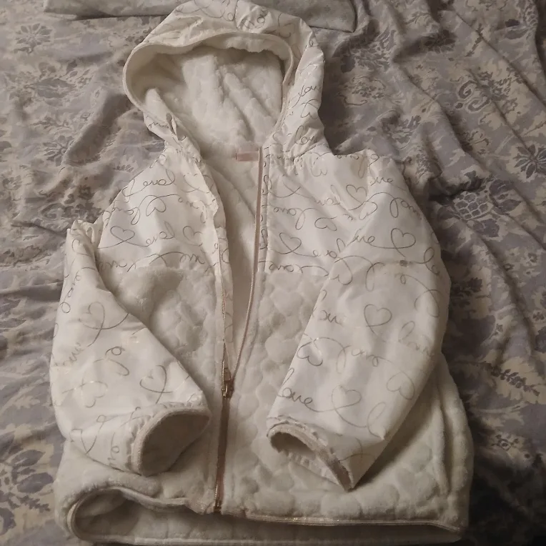 White 'Love' Patterned Hooded Jacket