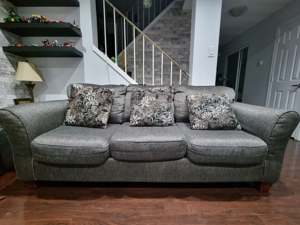 Grey 3-Seater Sofa & Loveseat Set