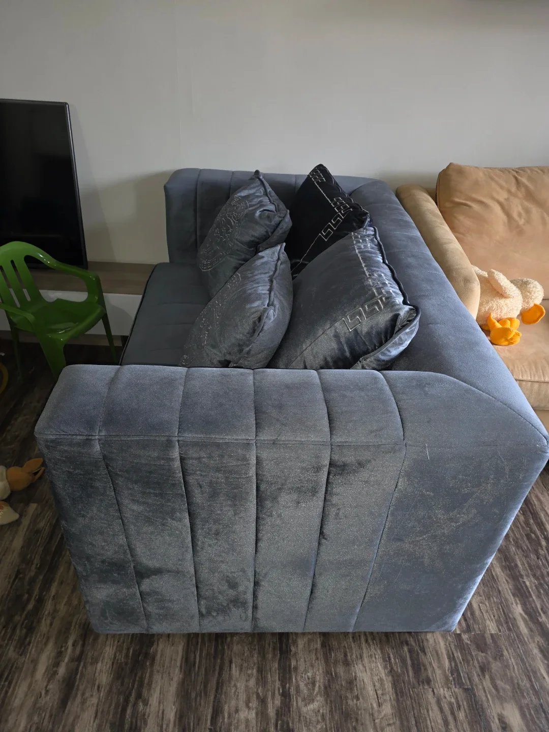 Grey Versace Inspired Sofa with Pillows image indicator(2)