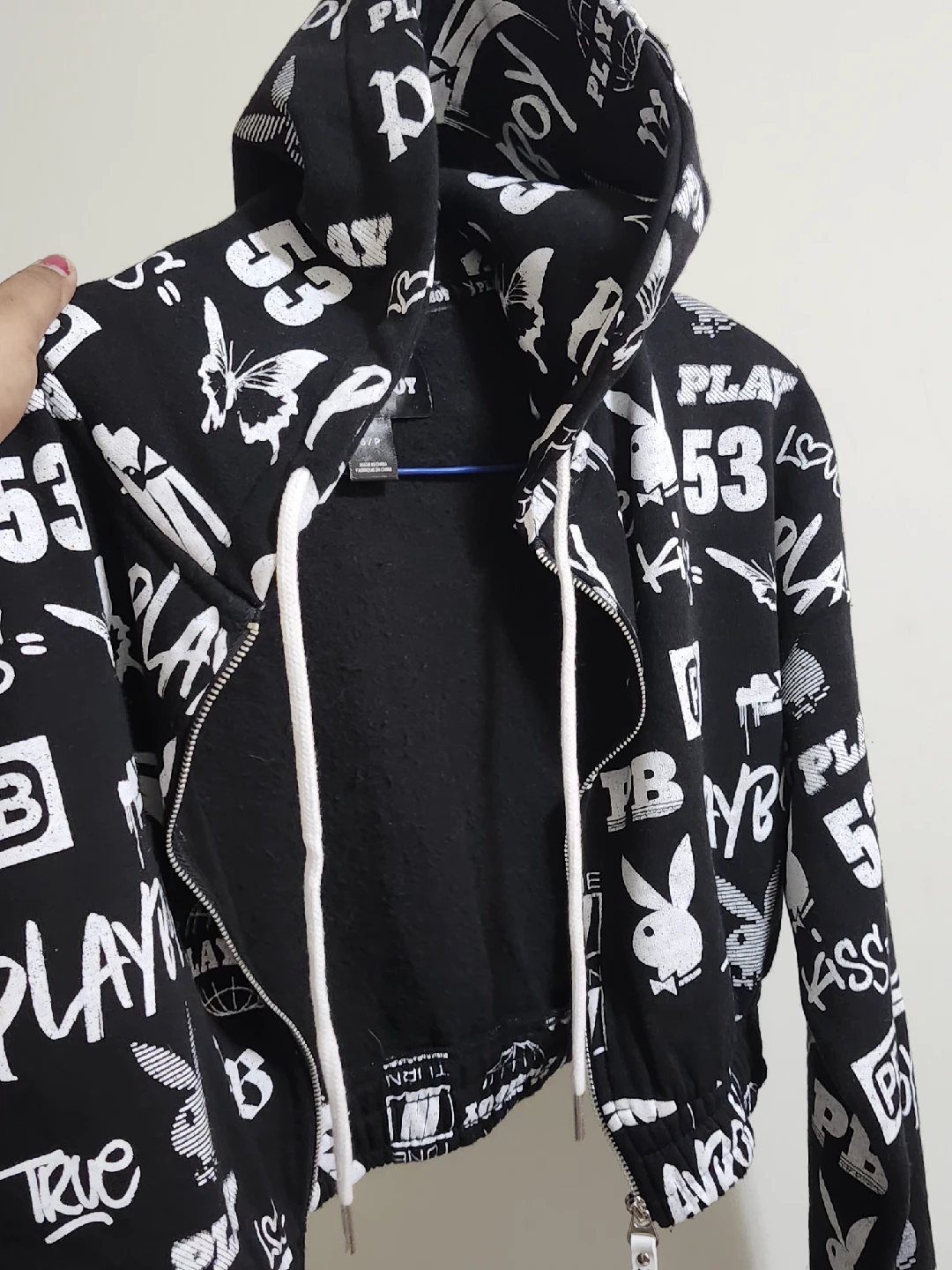 Playboy Black & White Zip-Up Hoodie - photo 4