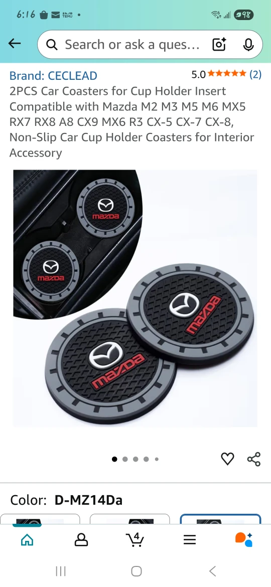 Mazda Car Coasters - 2 Pcs