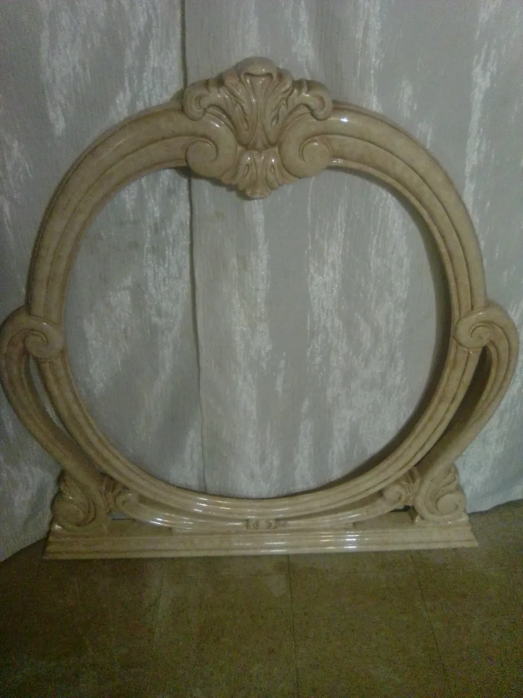 Ornate Cream-Colored Mirror Frame