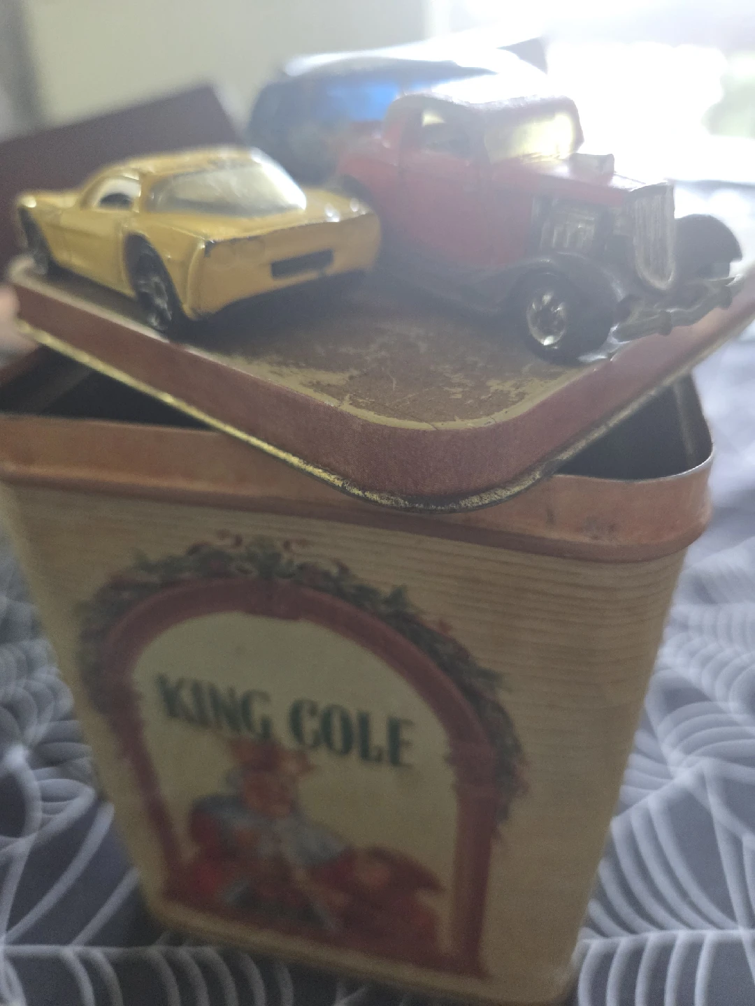 Vintage King Cole Tin with Toy Cars