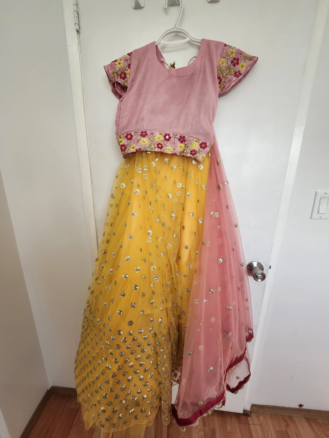 Pink & Yellow Embellished Lehenga