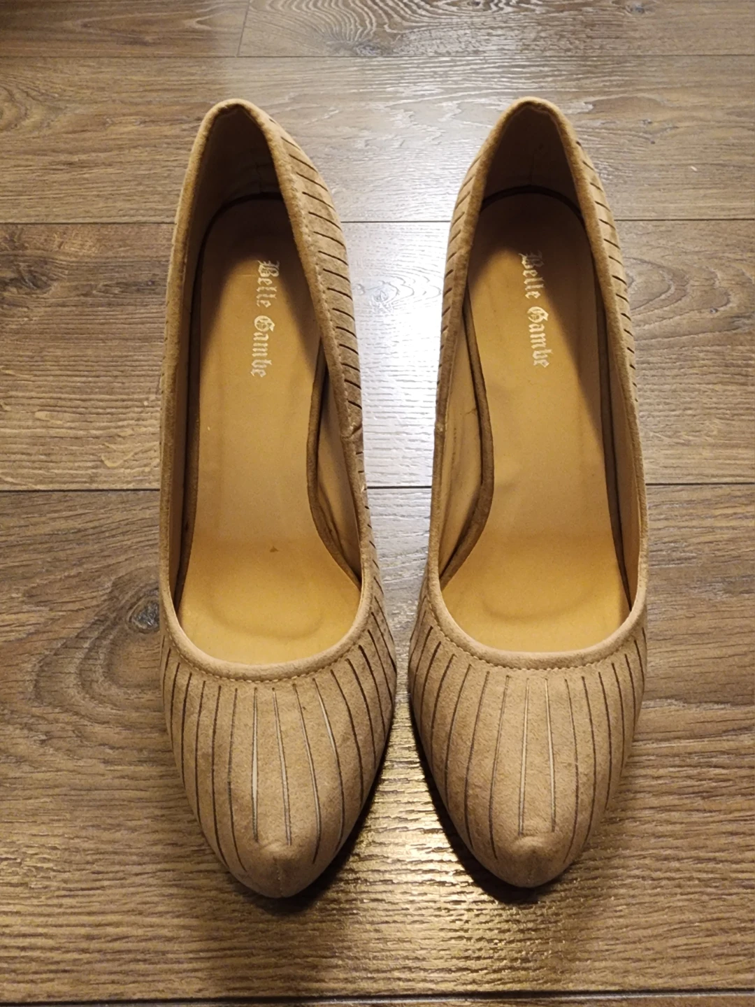 Belle Gambe Gold & Beige Heels - Size 40