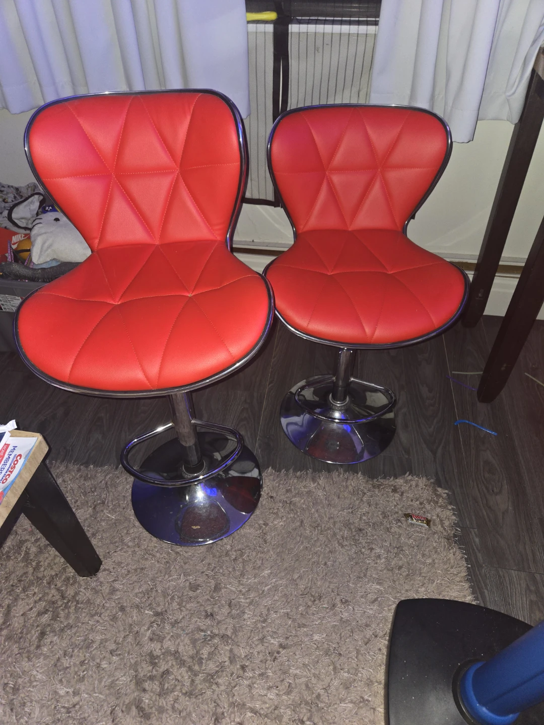 Red Swivel Bar Stools - Set of 2
