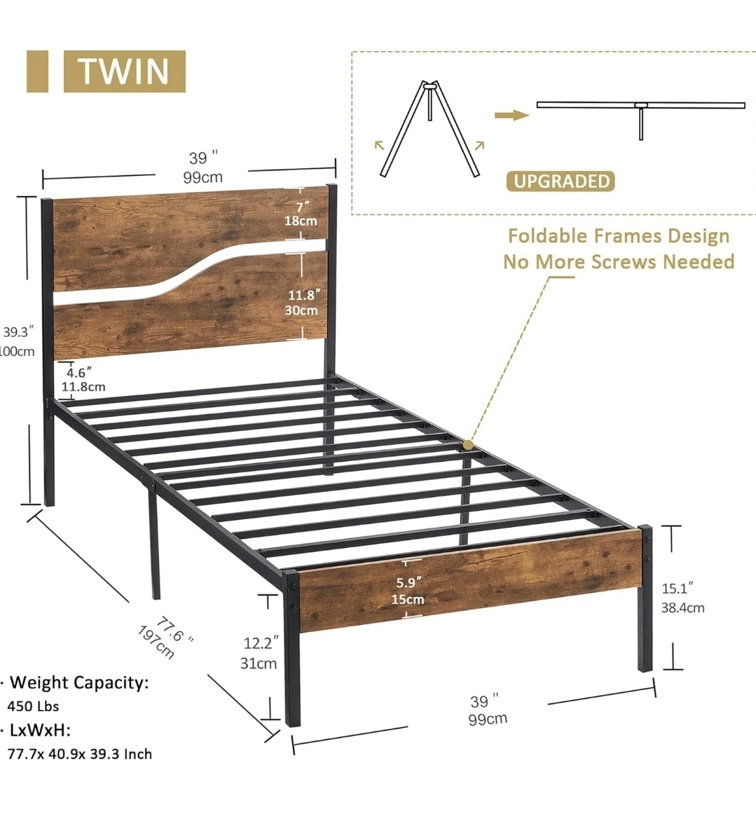 ​$40!  - Twin Bed (Frame + High-Quality Linenspa Mattress) - photo 2