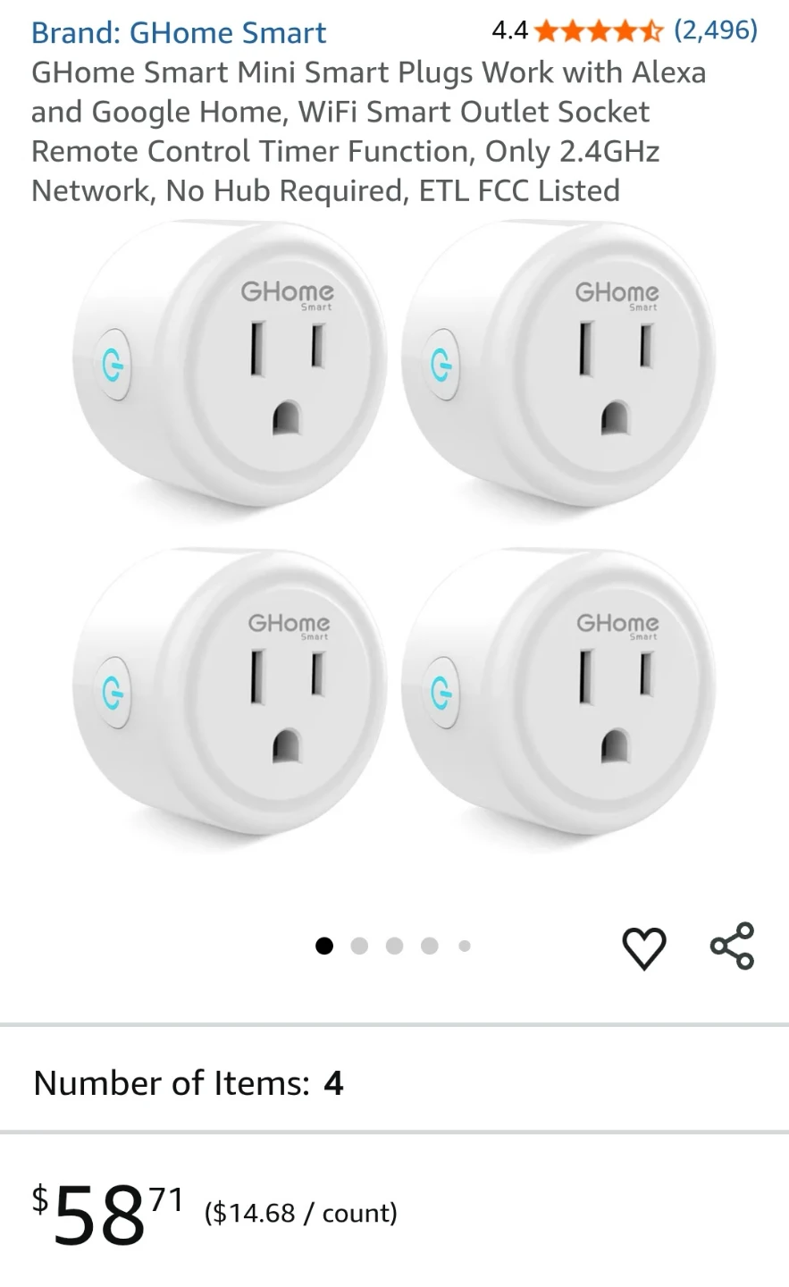 New GHome Smart Mini Plugs - 4 Pack