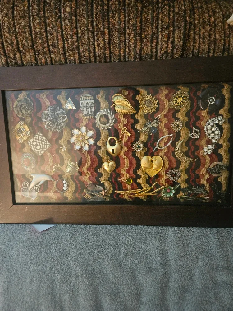 Framed Vintage Brooch Collection