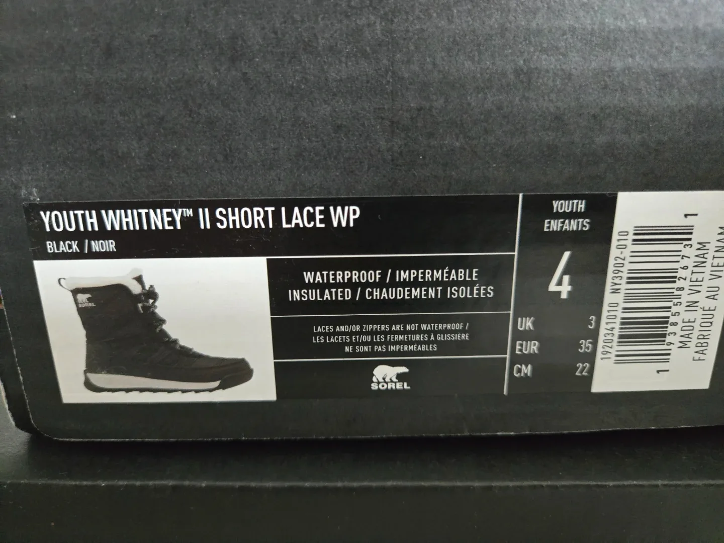 Sorel Youth Whitney II Short Lace WP Boots - Size 4 image indicator(5)