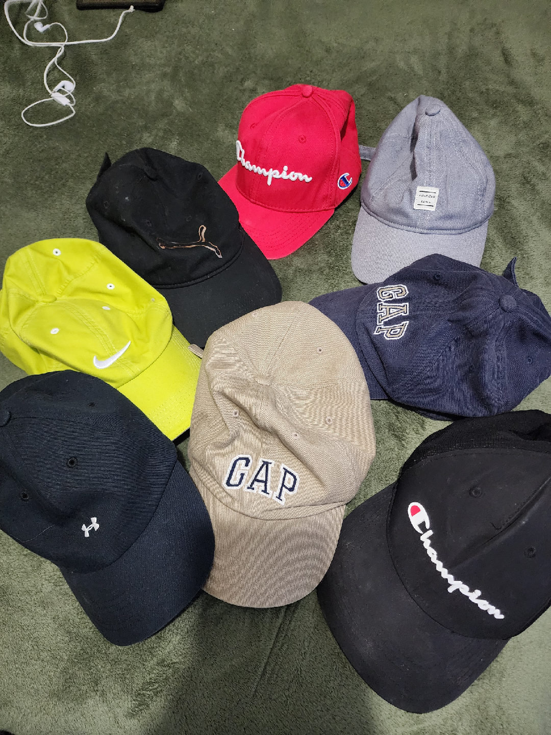 Assorted Branded Baseball Caps: Champion, Gap, Nike & More