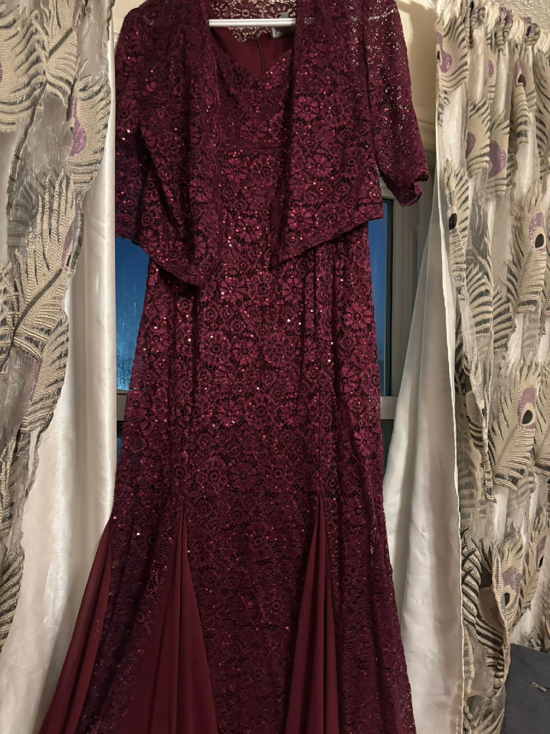 Burgundy Lace Dress with Jacket - photo 2