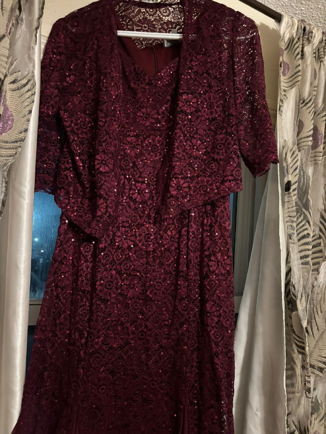Burgundy Lace Dress with Jacket - photo 3
