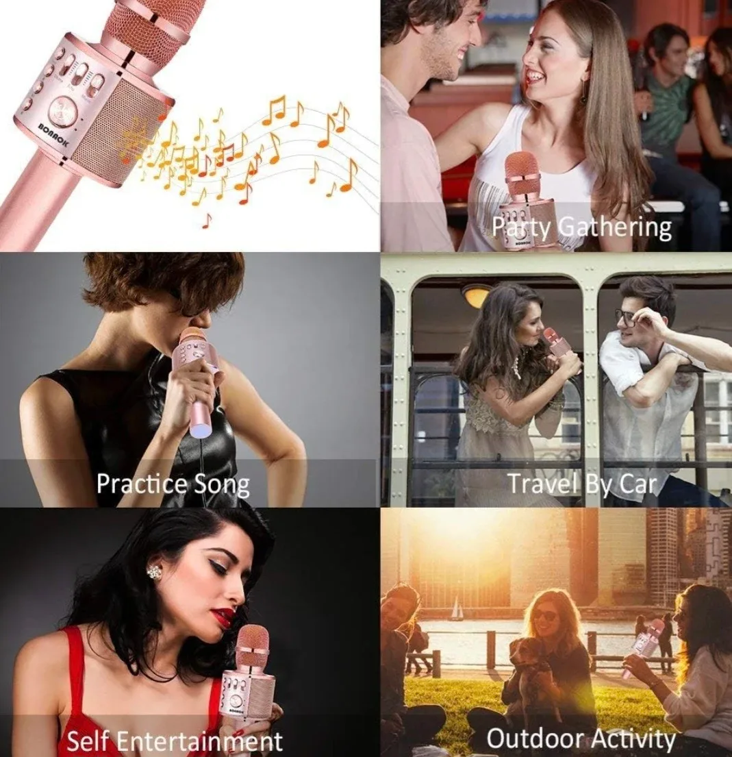 BONAOK Karaoke Microphone - Rose Gold image indicator(5)