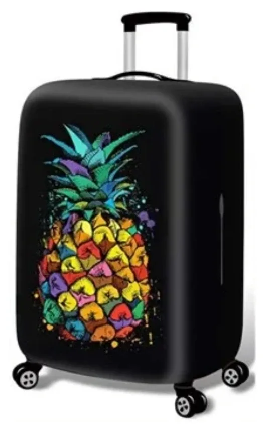 Black Suitcase Protector with Pineapple Design