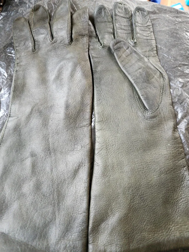Leather Gloves, Olive Green, Size M