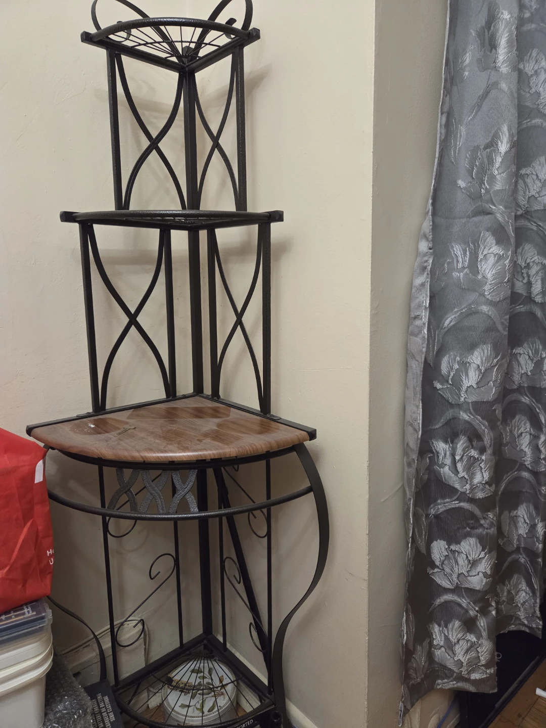 Corner Shelf Unit - Metal and Wood