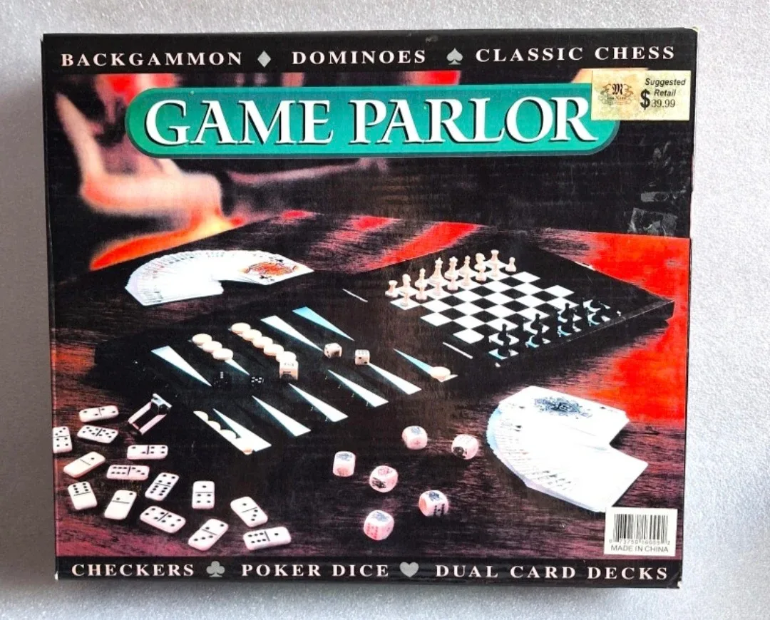 Game Parlor: Backgammon, Dominoes, Chess Set