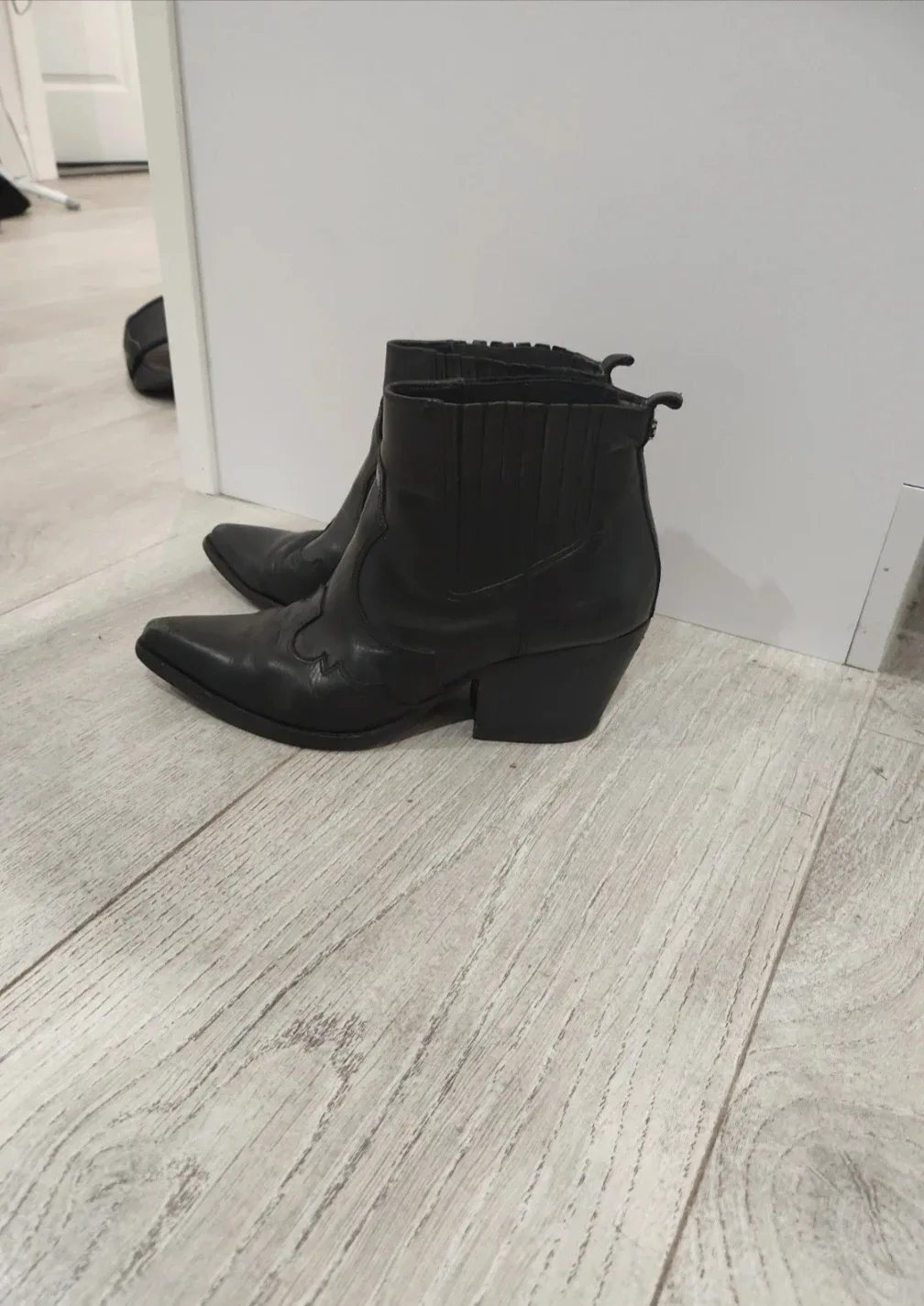 Black Leather Cowboy Ankle Boots image indicator(2)