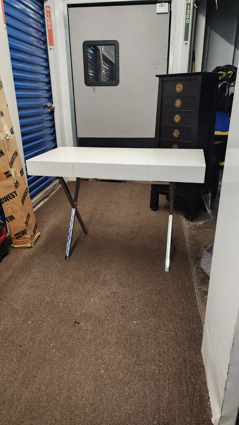 White Desk with Chrome Legs