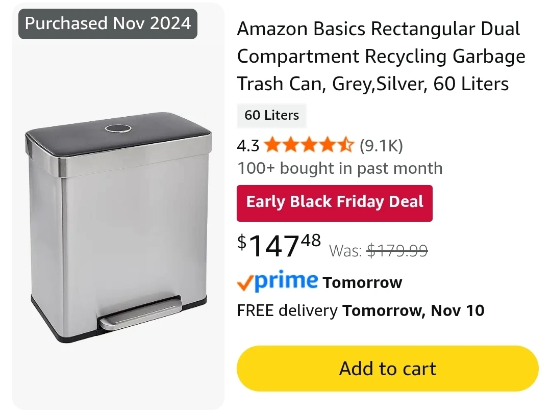 Amazon Basics 60-Liter Dual Compartment Trash Can - photo 4